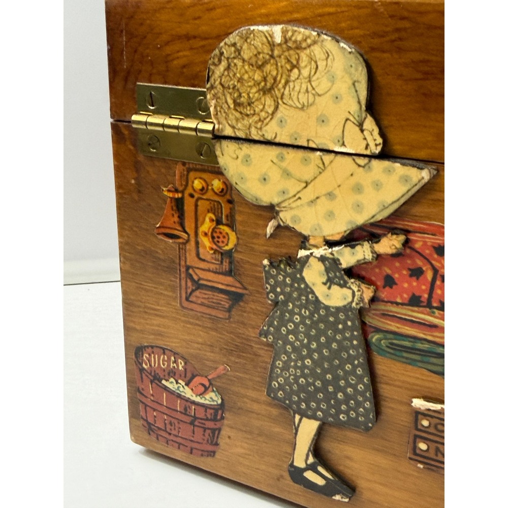Vintage Wood Box Purse Americana Retro Folk Art Handbag - Picture 10 of 15